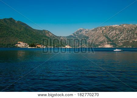 The island of Gospa od Skrpela in the Boko-Kotorsky Gulf near the town of Perast in Montenegro.