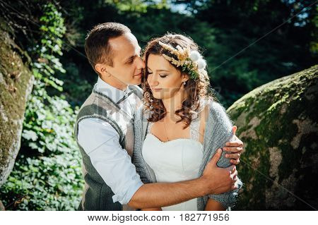 Happy Couple Walking In Summer Park