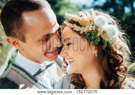 Happy Couple Walking In Summer Park