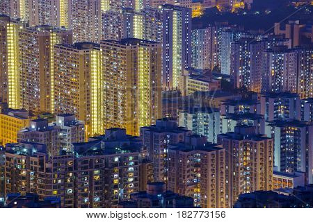 Hong Kong Tuen Mun downtown at night
