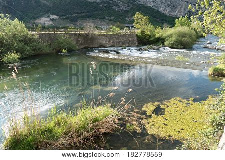 River Sarca In Trentino Alto Adige In Italy
