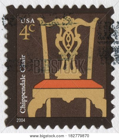 GOMEL, BELARUS, APRIL 21, 2017. Stamp printed in USA shows image of  The Chippendale Chair, circa 2004.