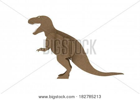 tyrannosaur Rex made out of cardboard. paper dinosaur toy isolated on white background