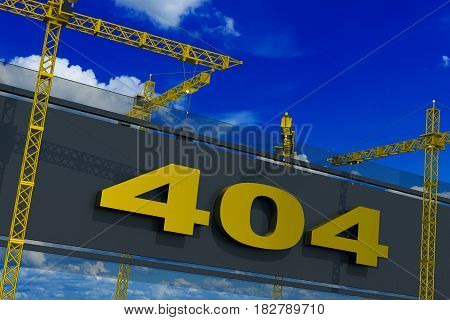 Error 404 Not Found Construction Site 3D Rendered Concept