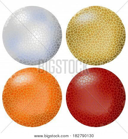 Set of sphere objects designed in mosaic surface