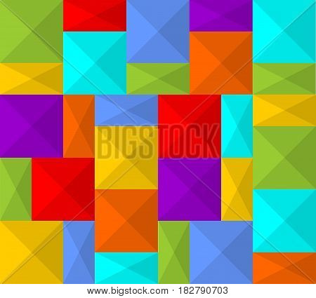 Modern rainbow background composed from squares and triangles