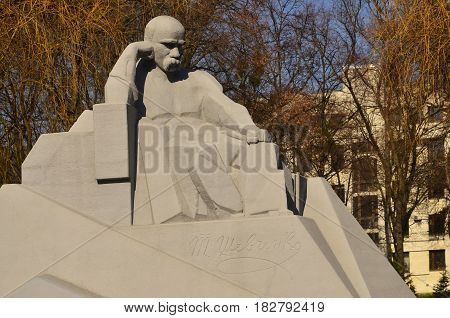 Monument To Ukrainian Writer And Artist Taras Shevchenko Since 1926 In Poltava