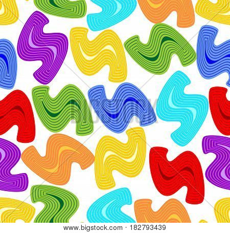 Seamless summer background with objects in rainbow colors on white area