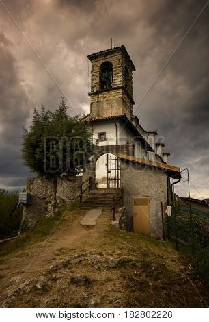 Church on Monte Isola on Iseo Lake Italy