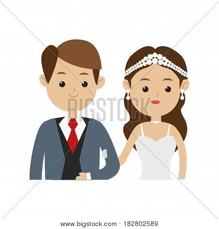 wedding couple cartoon icon over white background. colorful design. vector illustration