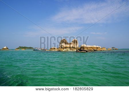 Batu Berlayar Island, Belitung, Indonesia. Many tourist call it Sailing Rock Island.