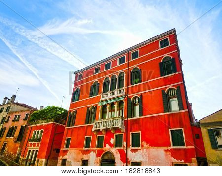 Venice, Italy - June 13, 2015 : Beautiful facade of typical house