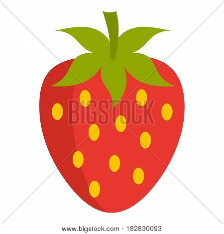 Red fresh strawberry icon flat isolated on white background vector illustration