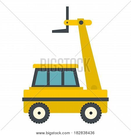 Yellow cherry picker icon flat isolated on white background vector illustration