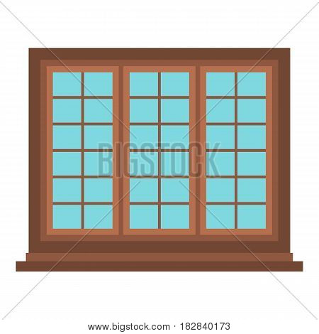 Wooden brown tricuspid window icon flat isolated on white background vector illustration