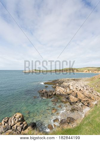 Rocky bays close to Cemaes Bay in Anglesey North Wales
