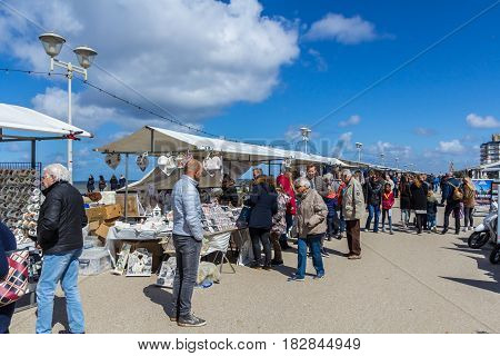 Kijkduin the Netherlands - April 17 2017: market at the beach resort of Kijkduin