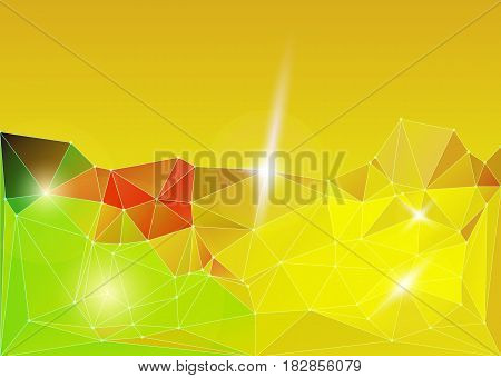 Bright color yellow gold polygonal vector background. Motion cyber space abstract futuristic pattern. Networking dynamic motion space.