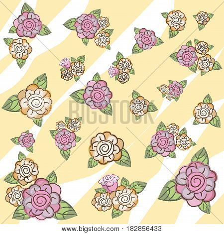 Pattern rose flowers on a beige background