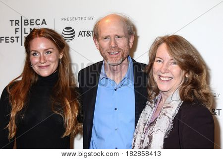 NEW YORK- APRIL 20: Filmmaker Ron Howard in center with guest`s  attends the `Genius` Premiere during Tribeca Film Festival 2017 at BMCC Tribeca PAC on April 20, 2017 in New York City.