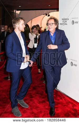 NEW YORK, NY - APRIL 20: Actors Johnny Flynn and Geoffrey Rush attend the 'Genius' Premiere during the 2017 Tribeca Film Festival at BMCC Tribeca PAC on April 20, 2017 in New York City.
