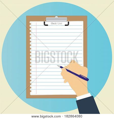 Сlipboard image on a round blue background