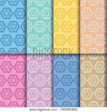 Ornament seamless patterns. Colored set. Vector illustration