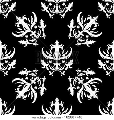 Abstract seamless pattern. Black and white vector illustration