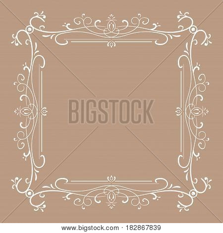 Vintage frame for monograms. Vector illustration on brown background