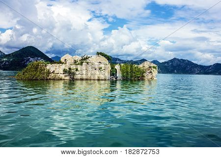 Skadar lake, Montenegro - landscape with Turkish fortress.