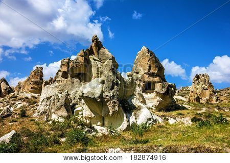 Mountain natural landscape in Cappadocia, Anatolia, Turkey
