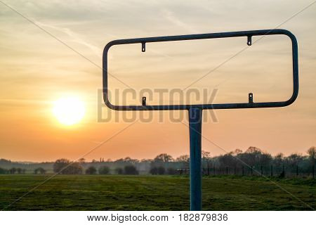 Frame of a sign during sunset in Krefeld, Germany