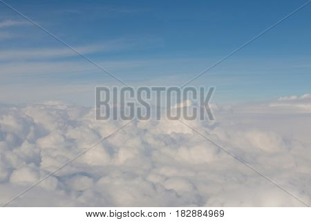 White soft cloud over blue skyline background nautral landscape