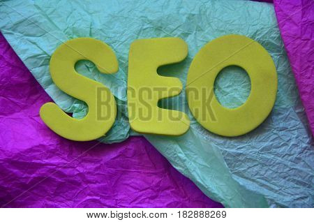 word seo on a  abstract colorful background