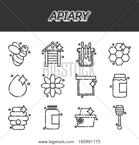 Apiary icons set. Flat illustration of 12 apiary vector icons for web