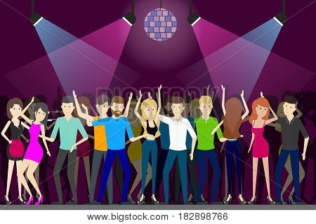 Night club dance. People dancing at the dance floor.