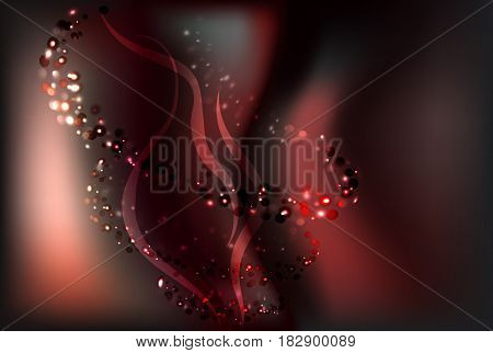 Red dark shiny sparkle background and swirl bokeh light horizontal background and empty place for objects. Gradient mesh. Vector illustration stock vector.