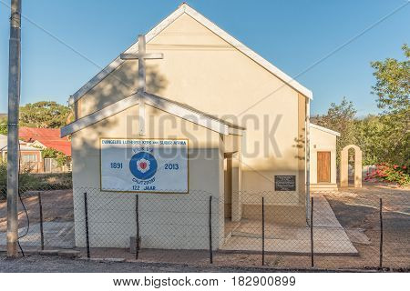 CALITZDORP SOUTH AFRICA - MARCH 25 2017: The Evangelical Lutheran Church in Calitzdorp a small town in the Western Cape Province
