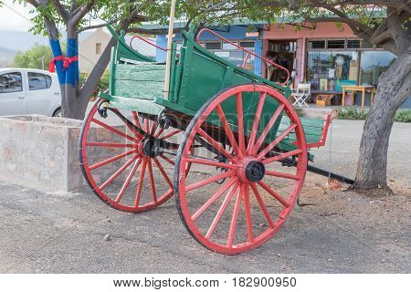 CALITZDORP SOUTH AFRICA - MARCH 24 2017: An historic old horse-drawn cart in Calitzdorp a small town in the Western Cape Province