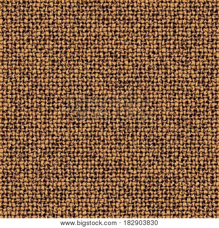 Repeated braiding of irregular textured strands creates a 3-D basket weave pattern in brown with white accents that resembles tree bark.