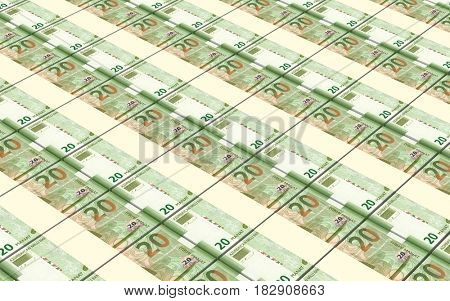 Azerbaijan manat bills stacked background. 3D illustration.