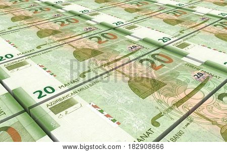 Azerbaijan manat bills stacked background. 3D illustration.
