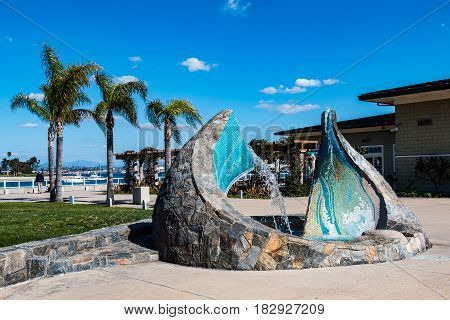 CORONADO, CALIFORNIA - FEBRUARY 23, 2017:  The 2005 sculpture/fountain 