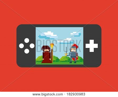smartphone deve with videogame control icon over white background. vector illustration