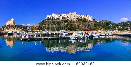 Panoramic view of Sperlonga town. popular place for summer vacations in Italy