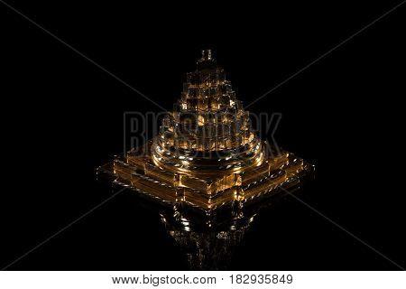 The pyramid meru chakra on a black background