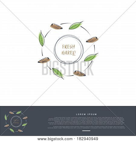 artistic thin line logo circle pattern of bread