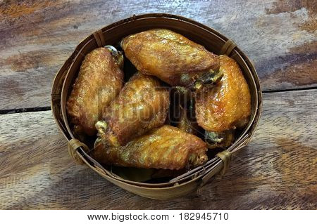 Fried chicken wings serve on the table
