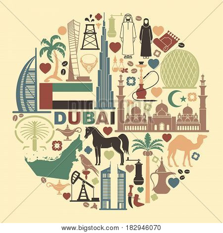 Symbols Of The United Arab Emirates in the form of a circle