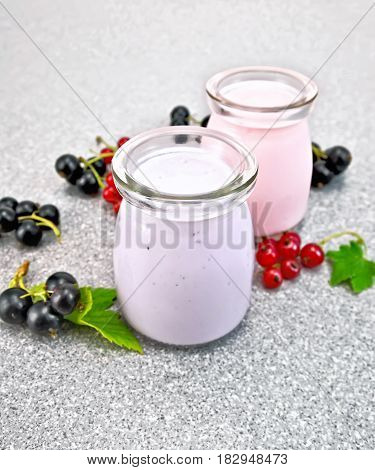 Milk Cocktail With Black And Red Currant On Stone Table